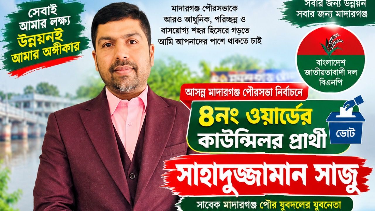 মানুষের পাশে থাকার প্রত্যয়ে ৪নং ওয়ার্ডে কাউন্সিলর প্রার্থী সাহাদুজ্জামান সাজু
